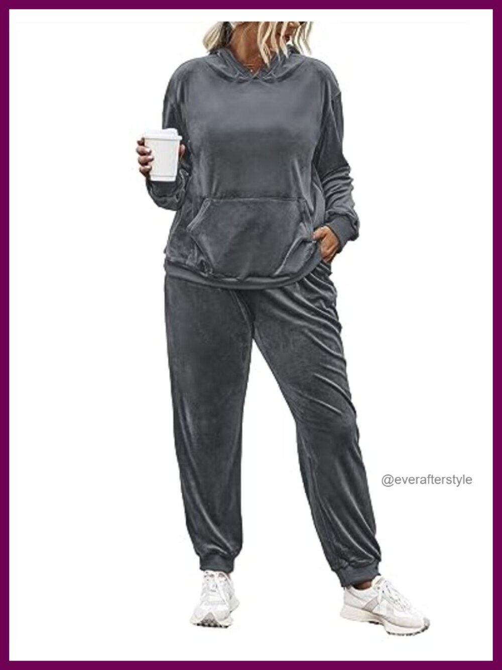 Women's Plus Size Velour Sweatsuit Set Hoodie Jogger Tracksuit 2-Piece
